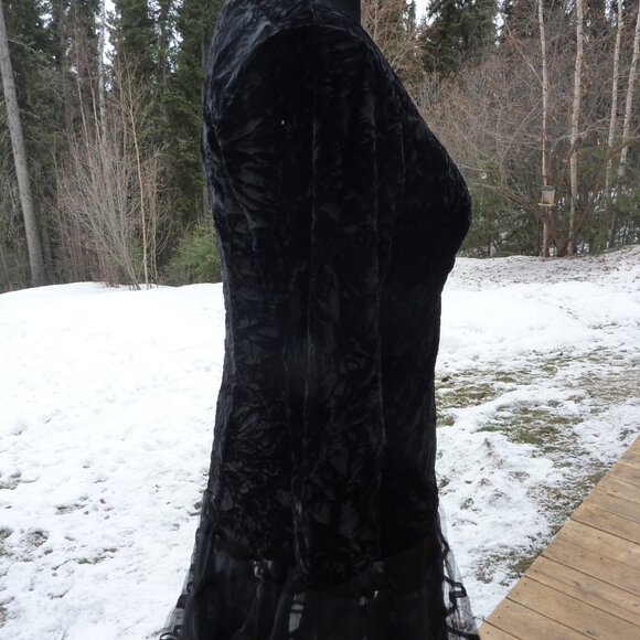 NOMADIC TRADERS GOTH WEDDING BLACK CRUSHED VELVET LONG SLEEVE SHIRT BOHO GYPSY L - Picture 14 of 16